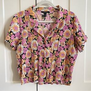 Forever 21 Pleated Floral Shirt